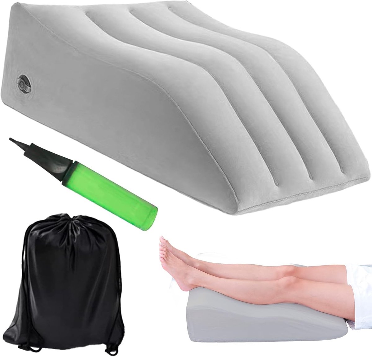 Wigkussen bed - Transparant - 25 x 20 x 9,5 cm - Opblaasbaar PVC Beenverhogingskussen voor Ontspanning en Herstel