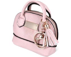 Stijlvolle Mini Tote Bag in PU Leer met Sleutelhanger en Makeup Bag in Roze Art Deco Design - Perfect voor Dagelijks Gebruik en Accessoires