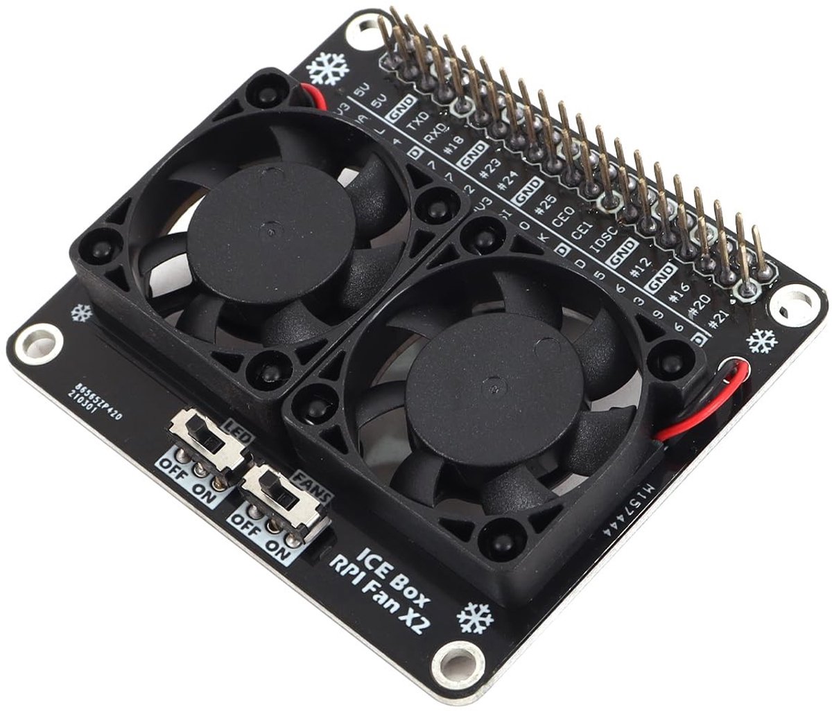 Dual Fan Uitbreidingsbord met Omgevingslicht voor Raspberry Pi 4B, 3B+ en 3B - Stil, Efficiënt en Koel Systeem