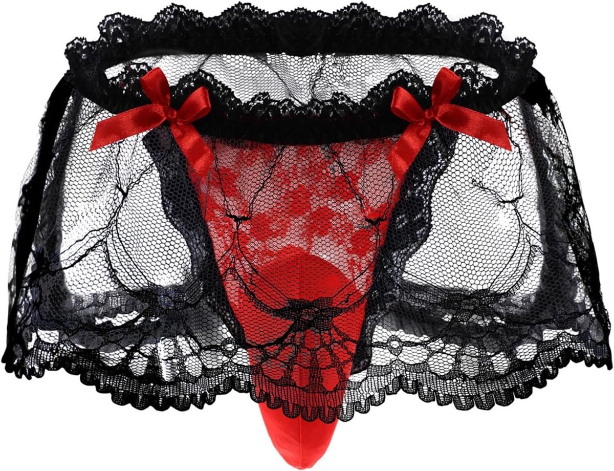 Sexy Sissy Panties voor Mannen - Transparante Kanten Slip met Mini Rok voor Crossdressers en Cosplay, Perfecte Erotische Ondergoed voor Nachtclubs en Lingerie