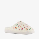 Thu!s dames instap pantoffels met bloemetjes wit - Maat 41/42 - Sloffen
