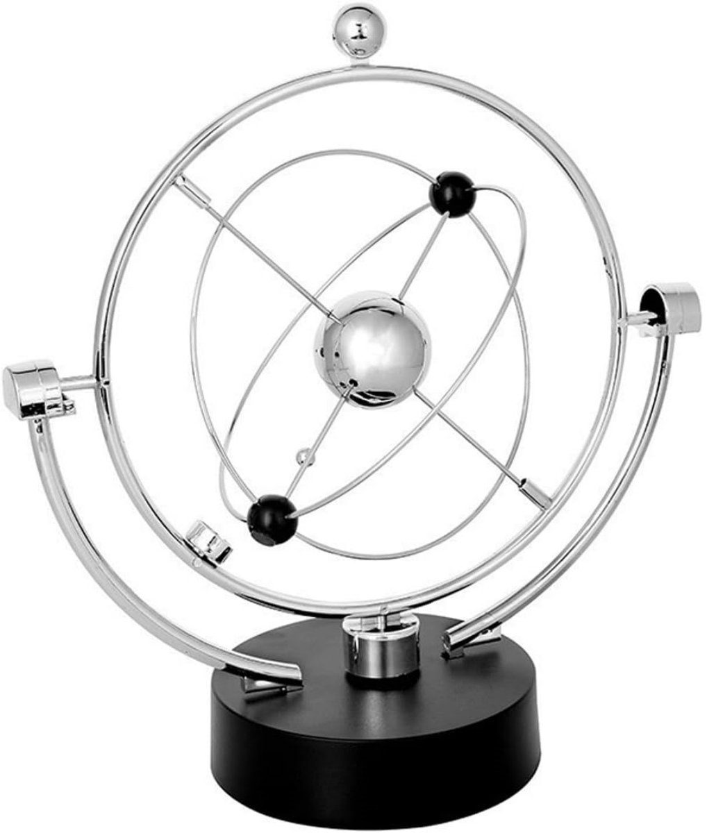 Elektronisch Kinetisch Pendel - Bewegende Balans Sculptuur - Desktop Decoratie - Continuerende Zwaai Beweging - Visuele Ontspanning - Kunststof En Metaal - Modern Ring Design - Stressreductie En Concentratie - 1 Stuk