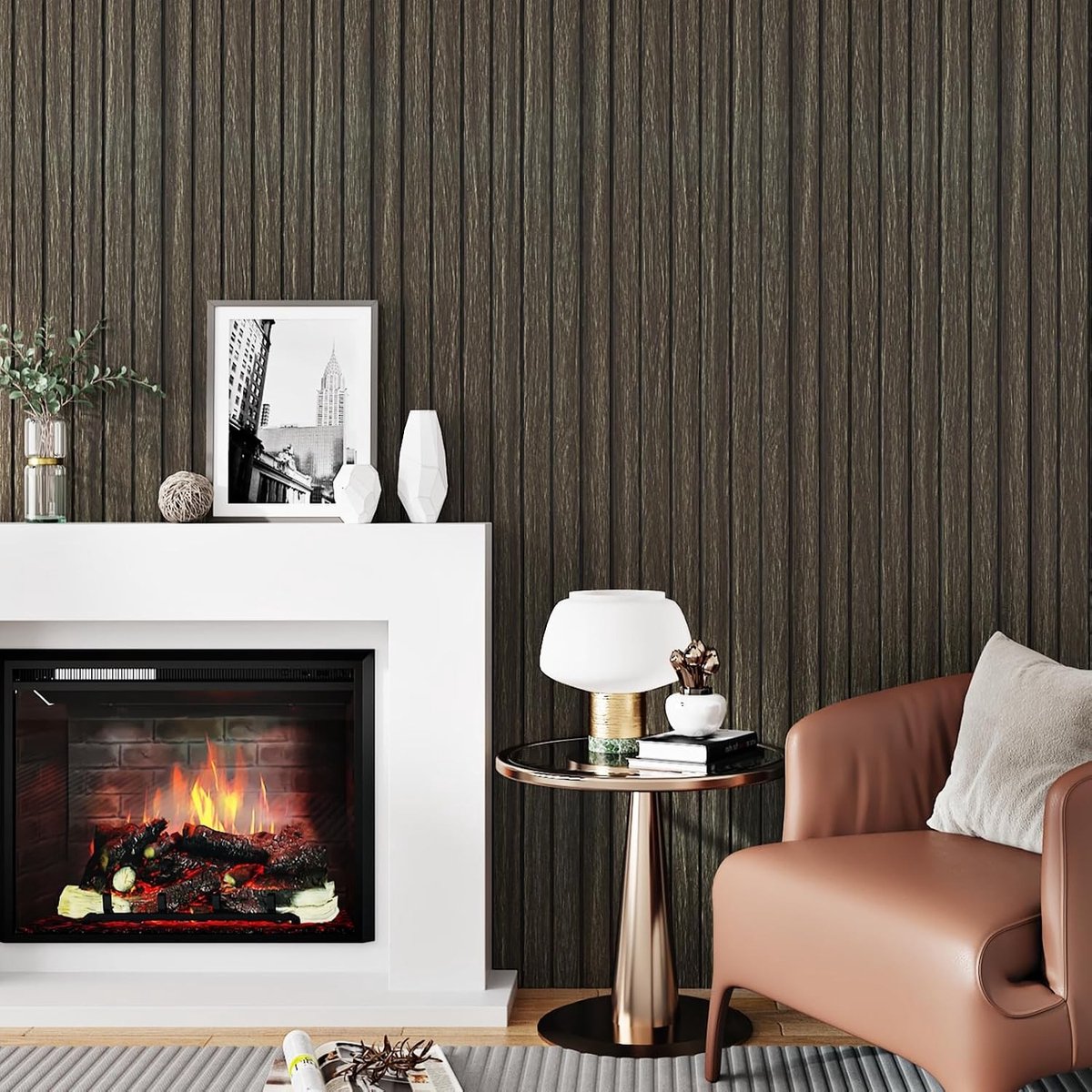 Vintage PVC Wandpanelen voor Keuken en Woonkamer - Zelfklevend Behang in Bruin Houtlook - 30x300 cm Vinyl Wandbekleding voor Badkamer en Slaapkamer