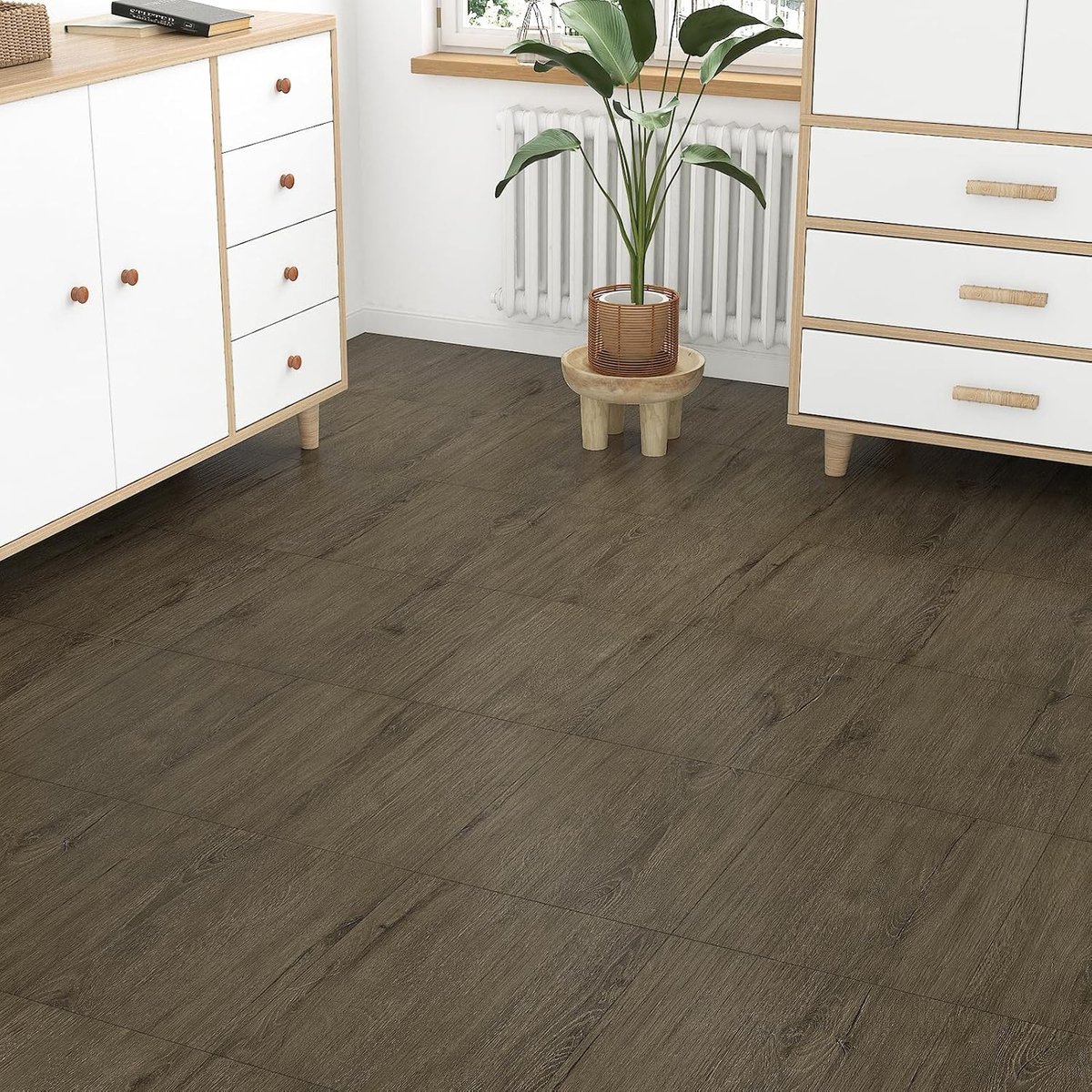 Vintage Houten PVC Vloertegels met Zelfklevende Achterkant voor Badkamer en Keuken - 30 x 30 cm, Duurzaam en Waterbestendig