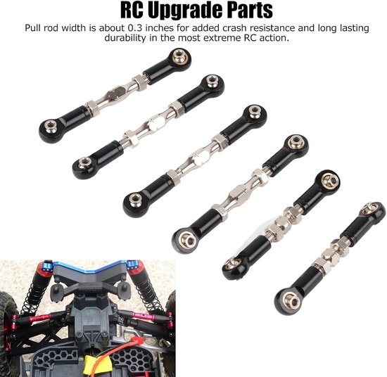 Metaalsteun voor RC Auto, Stuurstangen, Servo Stangen en Upgrade Onderdelen voor 1/10 Offroad Voertuigen - Geschikt voor ARRMA Senton Granite Big Rock (Zwart) — afbeelding 3