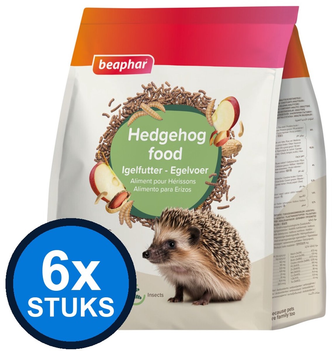 6x Beaphar Egelvoer - Compleet Voer voor Egels - 1kg
