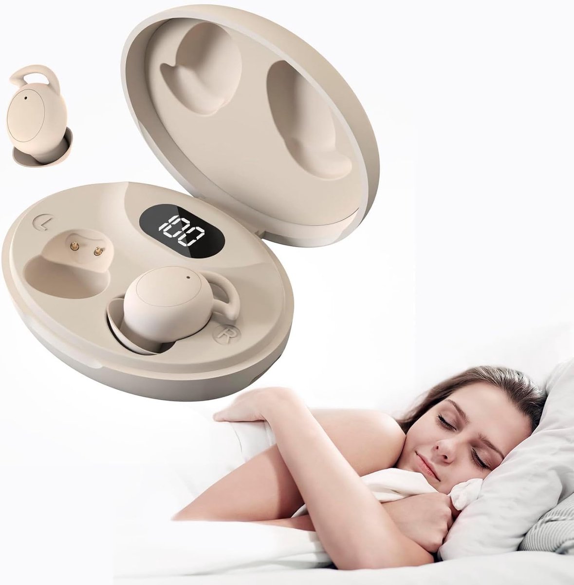 Slaaphoofdtelefoon - bluetooth, zachte hoofdtelefoon, onzichtbare slaaphoofdtelefoon, bluetooth 5.3, slaaphoofdtelefoon met 24 dB geluidsisolatie, 40 uur batterijduur, vermogensindicator