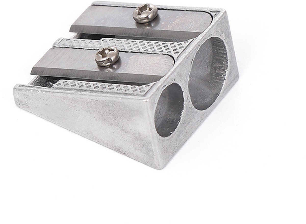 Puntenslijper - Puntenslijper voor kinderen - Metalen puntenslijper met dubbele gaten - Make-up- en lip- en eyelinerslijper - Geschikt voor thuisgebruik - 1