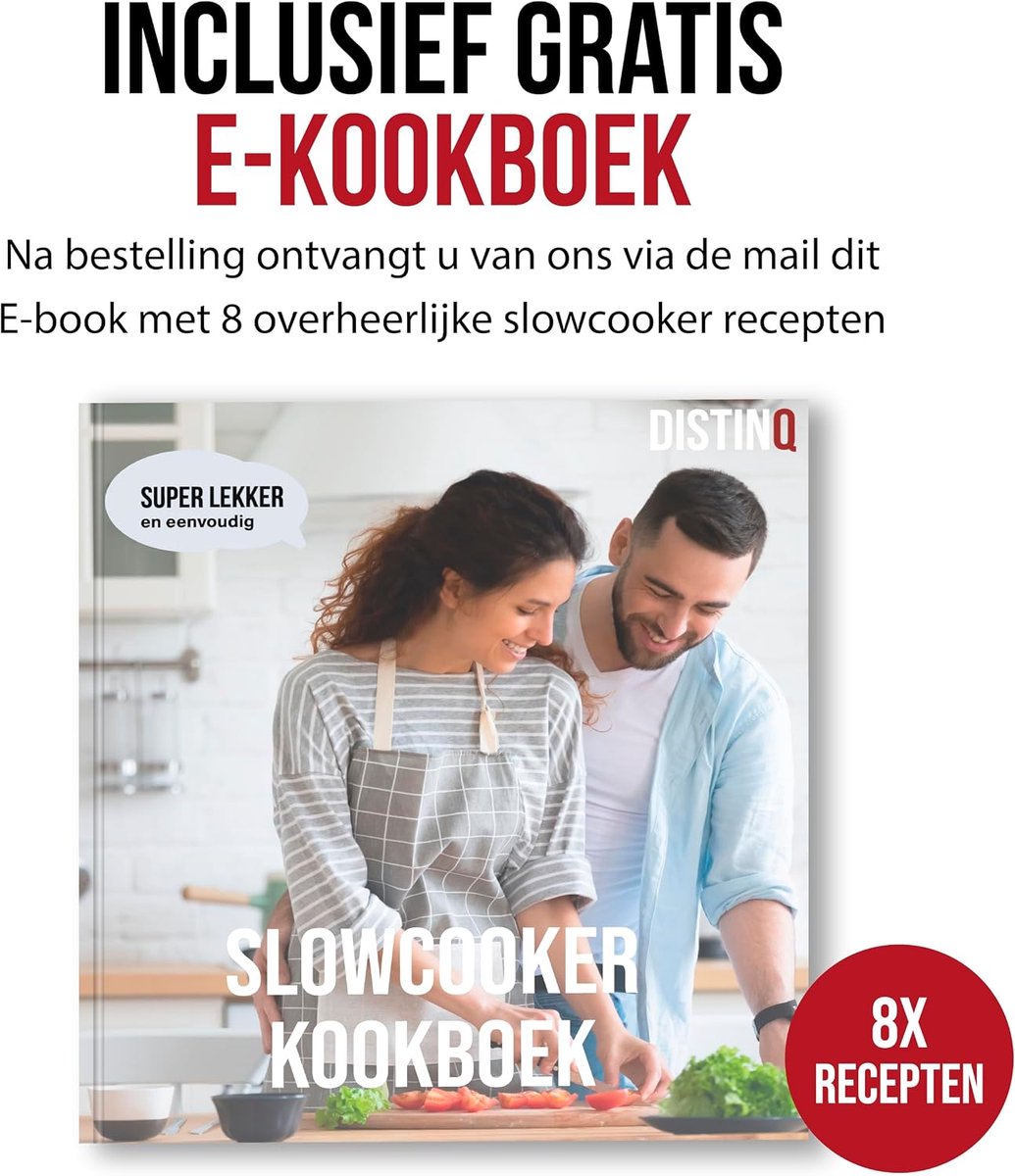 Slowcooker - Stoofpan - Langzaam Garen - Keramische Pan - 4 Liter - Zwart – foto 8