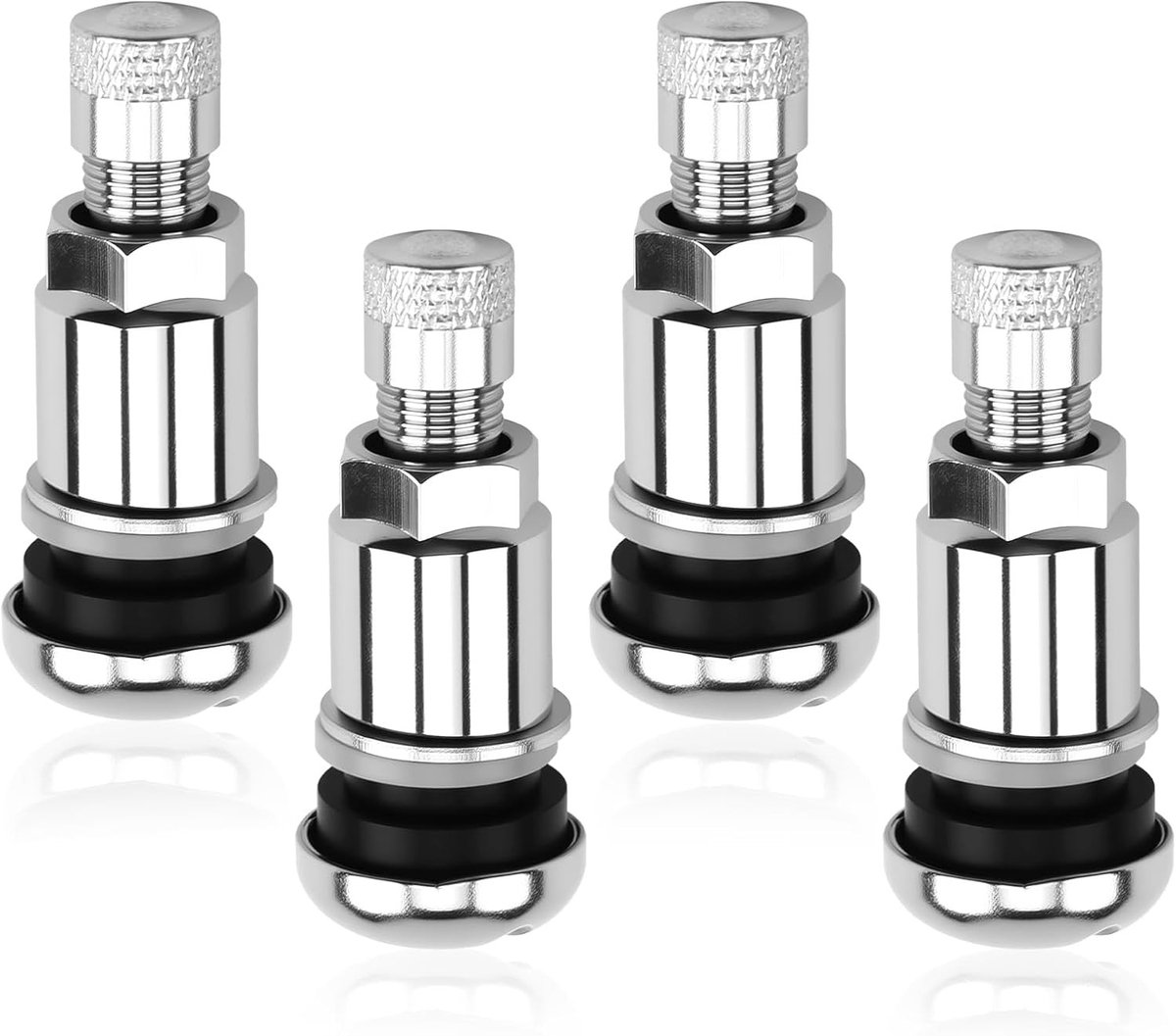 Set van 4 metalen ventielen voor lichtmetalen velgen, universele velgventielen, duurzame en robuuste autobandenventielen voor optimale prestaties en compatibiliteit