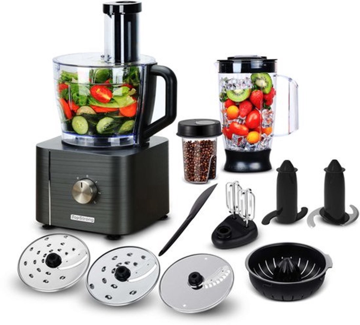 Keukenmachine Grijs - 1100 W Vermogen - 3,2 Liter Inhoud - Roestvrij Staal - Multifunctioneel Keukenapparaat