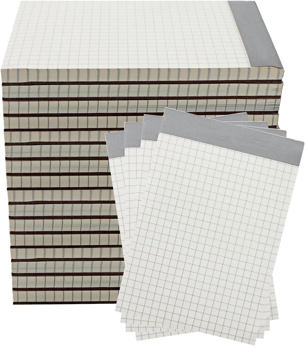 Set van 20 A6 notitieblokken met raster, 70 vellen vierkant papier, ideaal voor aantekeningen, schetsen en tekeningen, formaat 140 x 104 mm