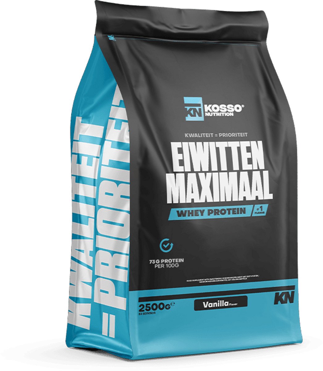Kosso Nutrition – Eiwitten Maximaal – Whey Proteïne – Vanille – Voor Spierherstel & Kracht – 2500g