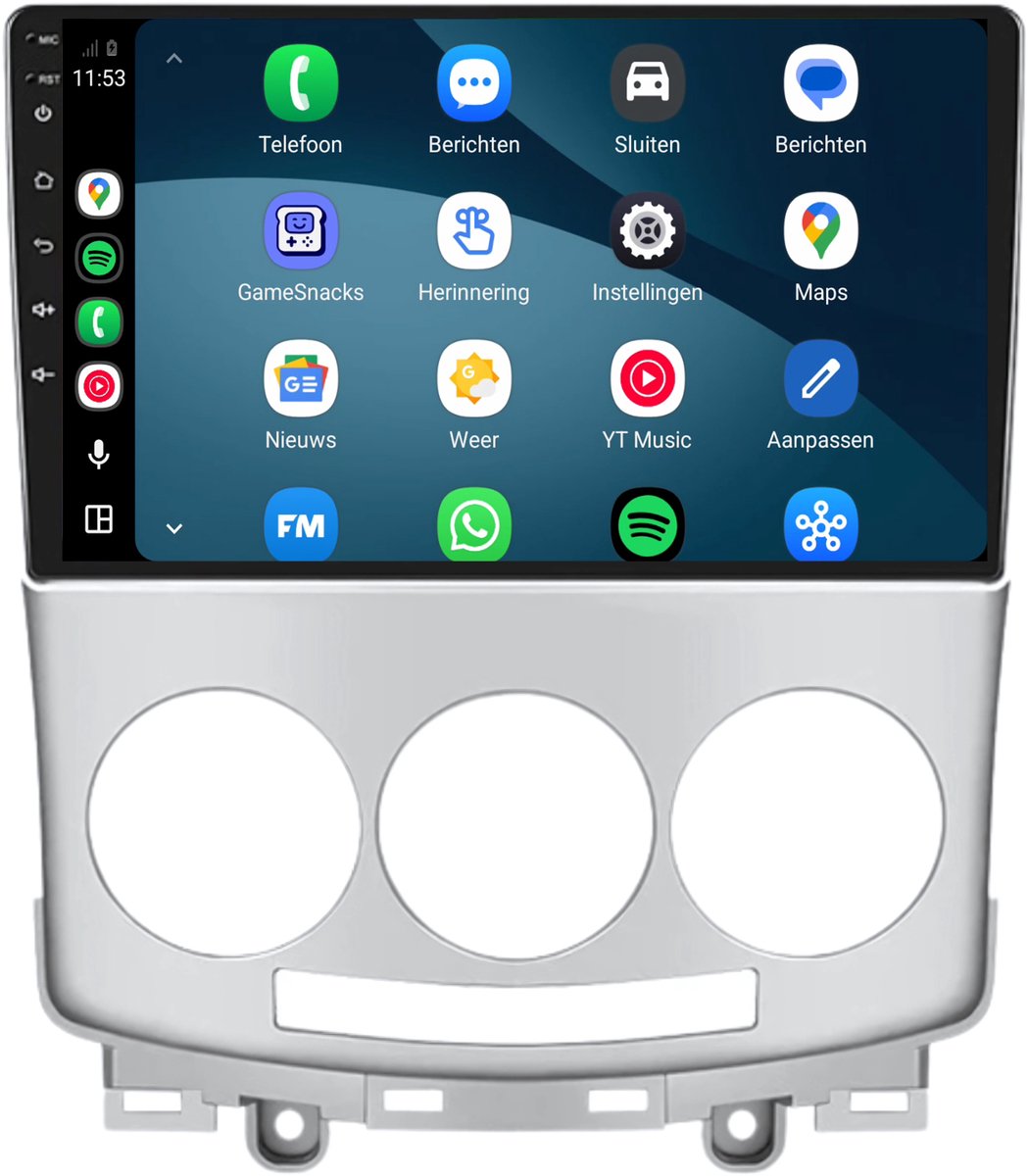 CarPlay autoradio geschikt voor Mazda 5 | 2005 t/m 2010 | Cartronix CTX-7036 | 2005 2006 2007 2008 2009 2010 | 9 inch | Android 15 | Draadloos Apple CarPlay & Android Auto | 2GB + 32GB | Bluetooth & Wifi