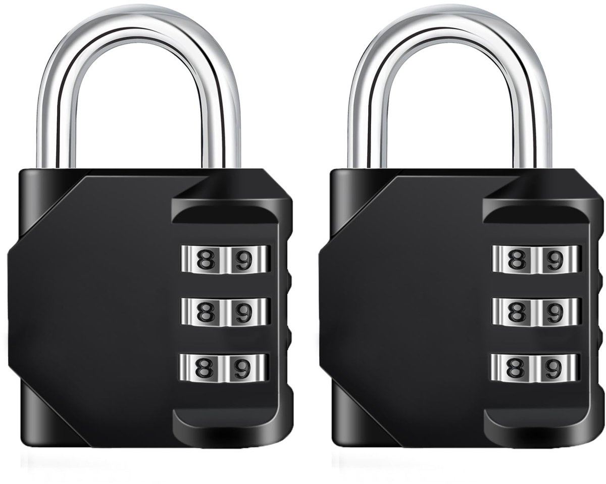 Hangslot - Met cijfercode - Zwart - 2 stuks