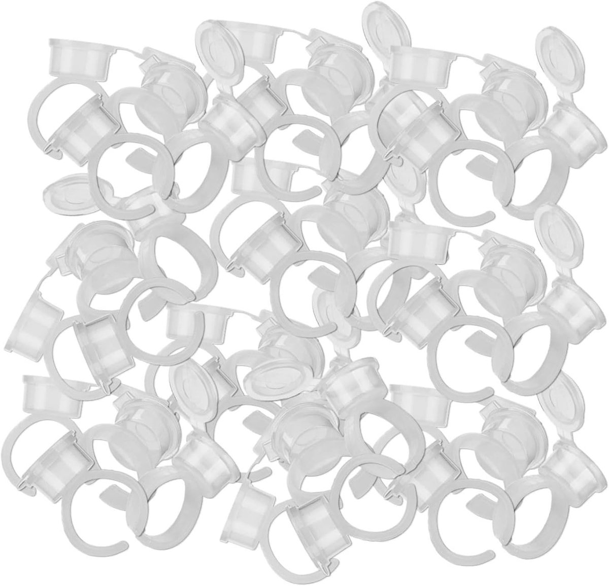 Pigmentring Cups voor Microblading - 50 Stuks met Deksel voor Tattoo Inkt, Semi-Permanente Make-up en Eyebrow Glue