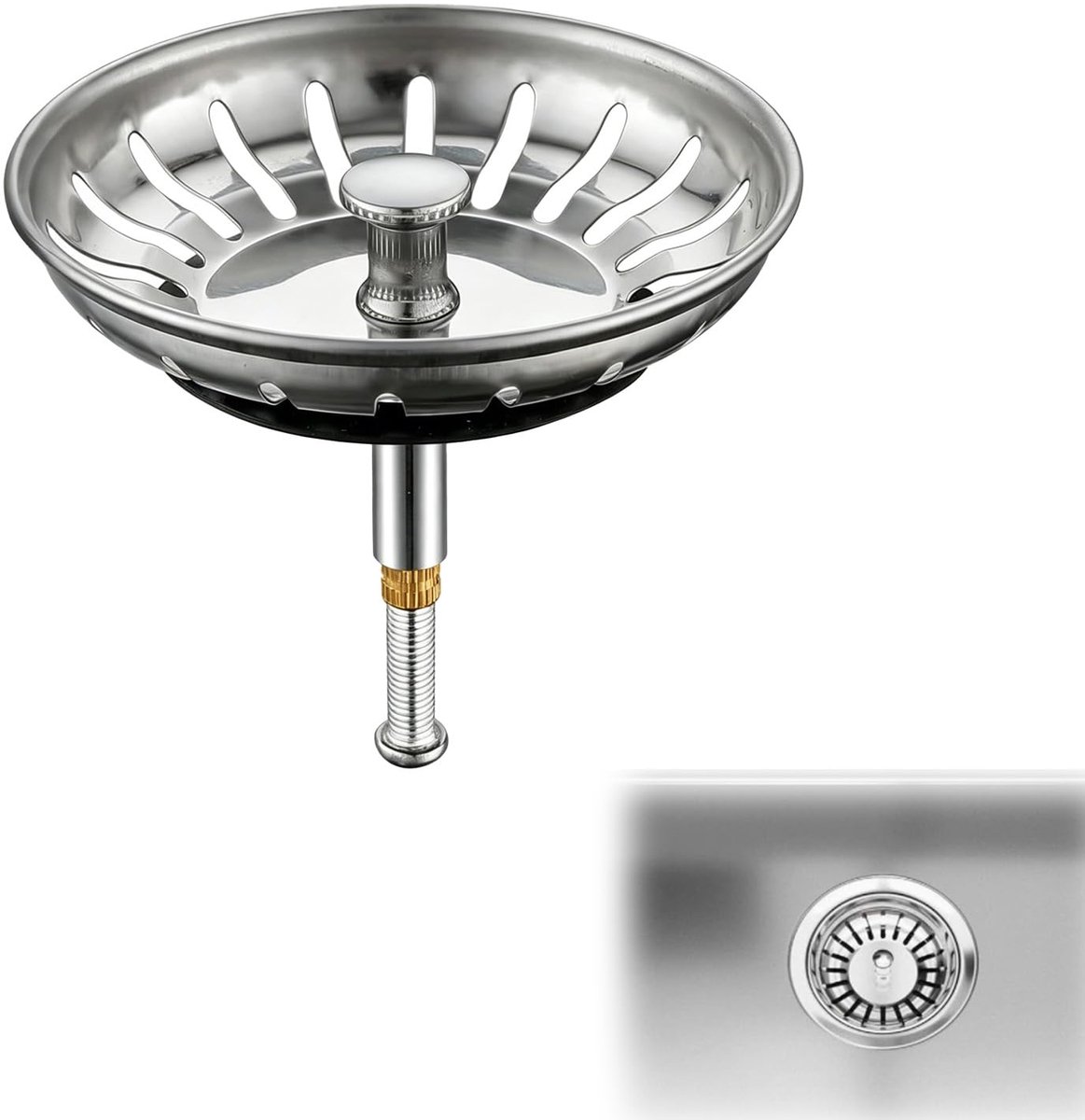 RVS Afvoergarnituur - Met filter tegen verstopping en in hoogte verstelbare pop-up stop - Vaatwasserbestendig - Voor universele keukengootsteen - 79 mm