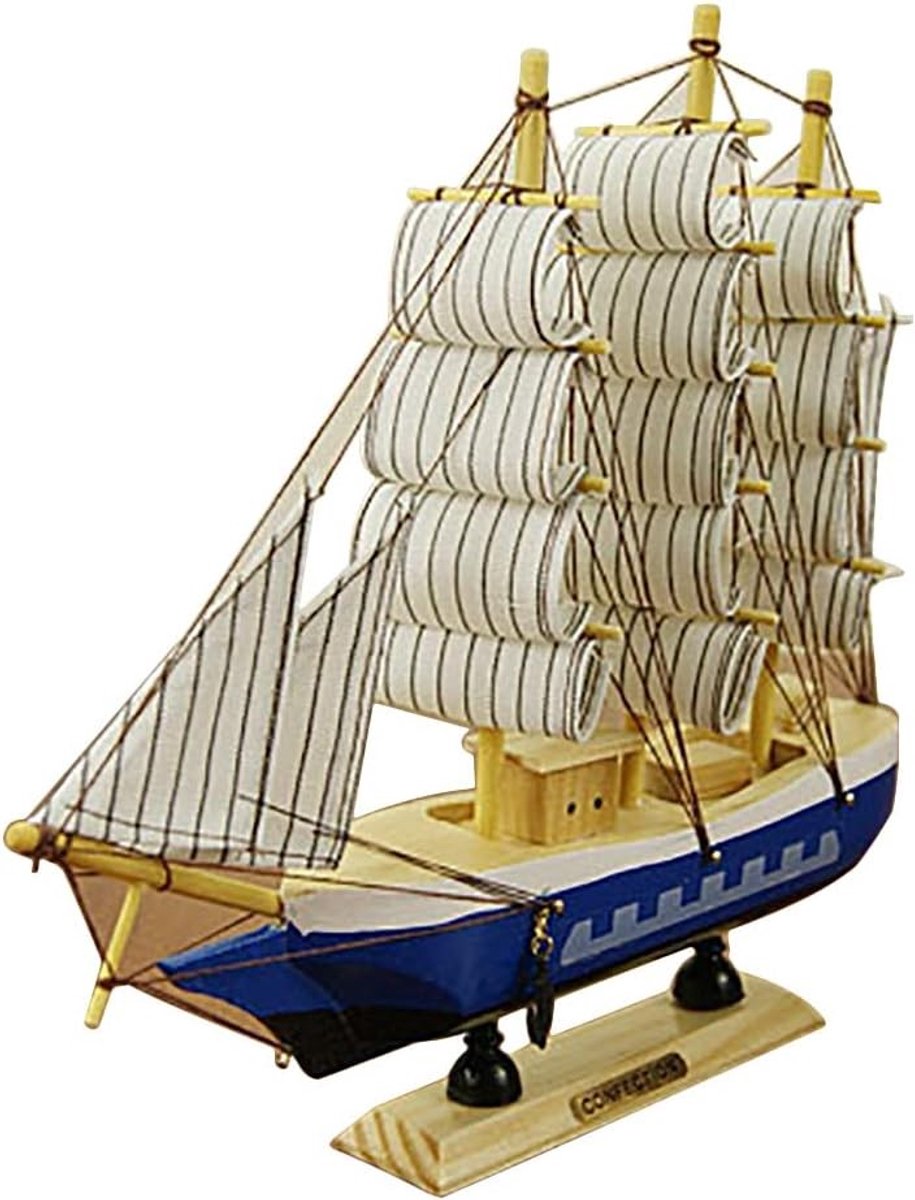 Houten Zeilboot Model van 24CM voor Nautische Decoratie in Huis en Kantoor, Perfect voor Boekenplank en Tafel