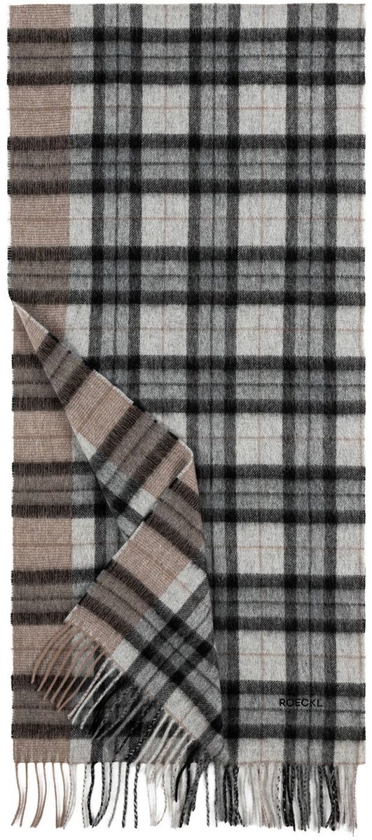 ROECKL sjaal Stripe Tartan 40x180 Black / Grey veelkleurig
