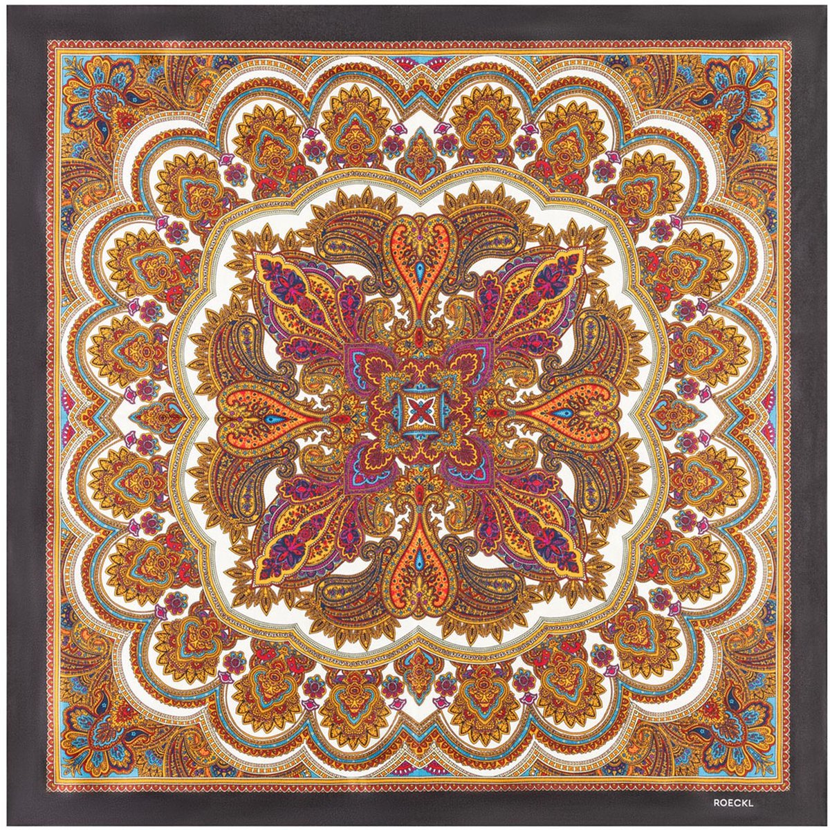 ROECKL sjaal Fine Paisley 53x53 Black Multi veelkleurig