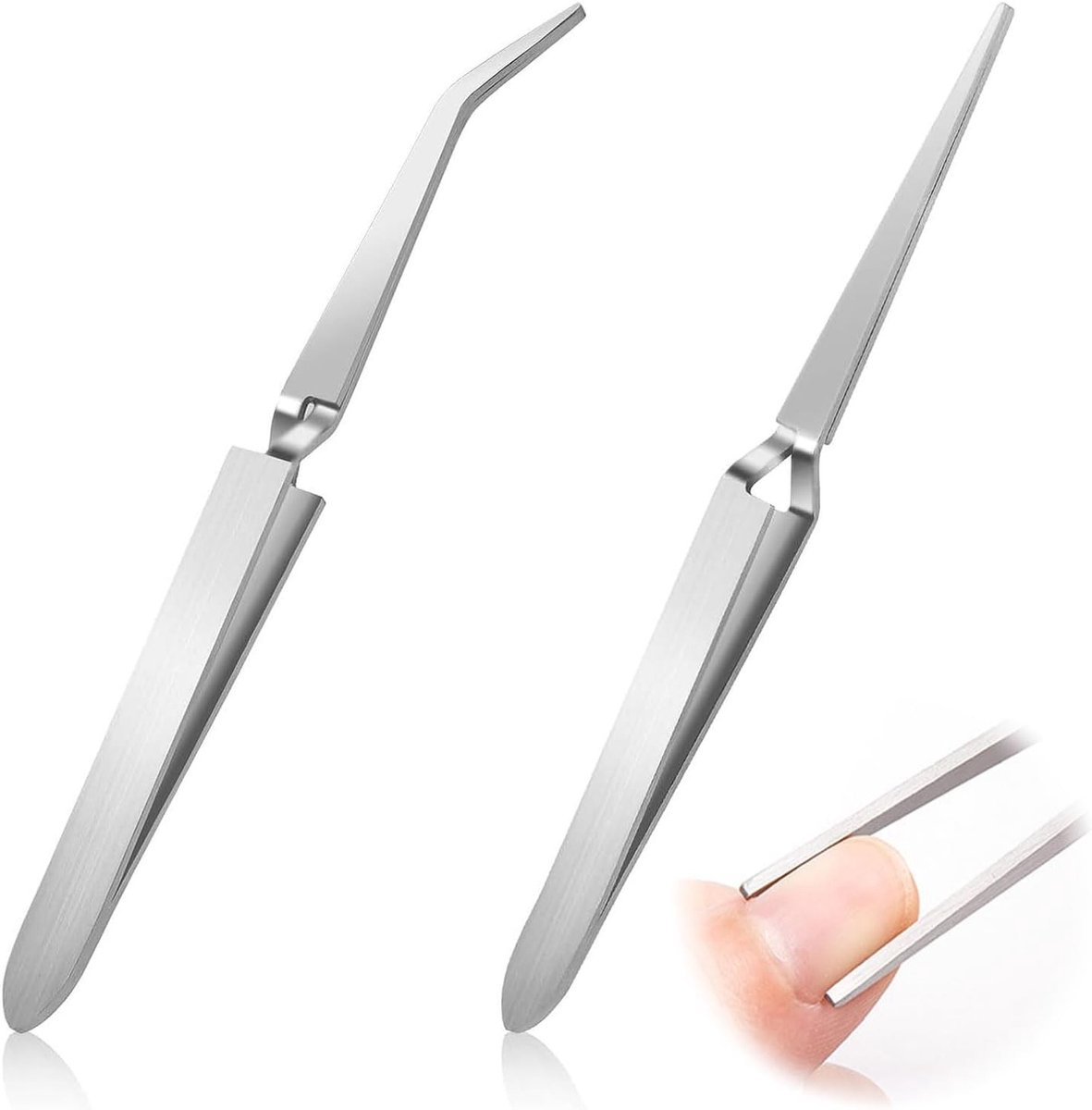 Set van 2 Kruis Tweezers voor Solderen en Knutselen, RVS Precisie Pincetten met Rechte en Hoekige Punt voor Sieraden en Hobbyprojecten