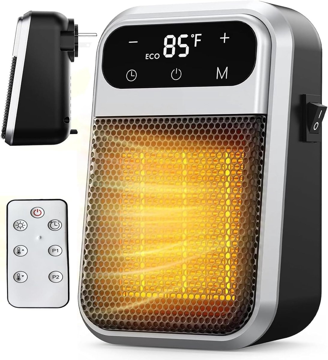Luchtverwarmer met afstandsbediening, mini-keramische luchtverwarmer voor de badkamer, zuinig en stil (800 W)