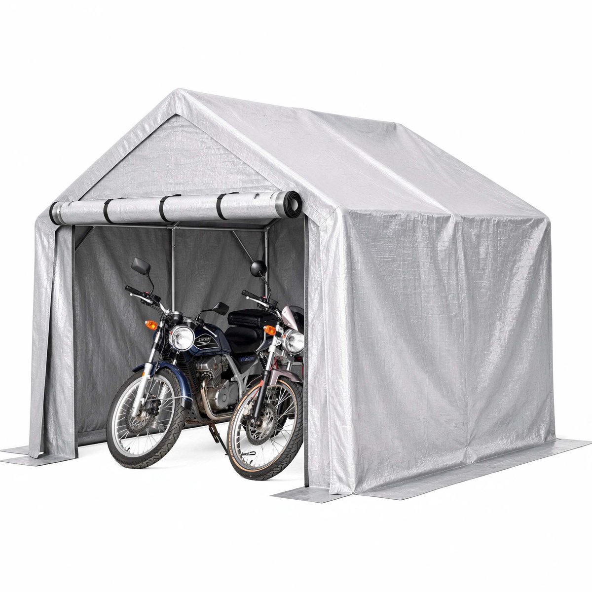 REDOM - Opvouwbare opslagtent Garagetent 244x241x217cm, Grijs, met roldeur - Voor fietsen, motoren, tuingereedschap en meer