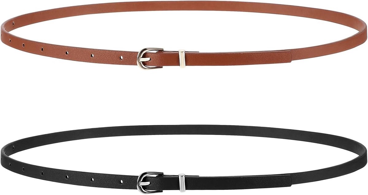 Dames leren riem set van 2, verstelbare slim fit tailleband voor dagelijks gebruik