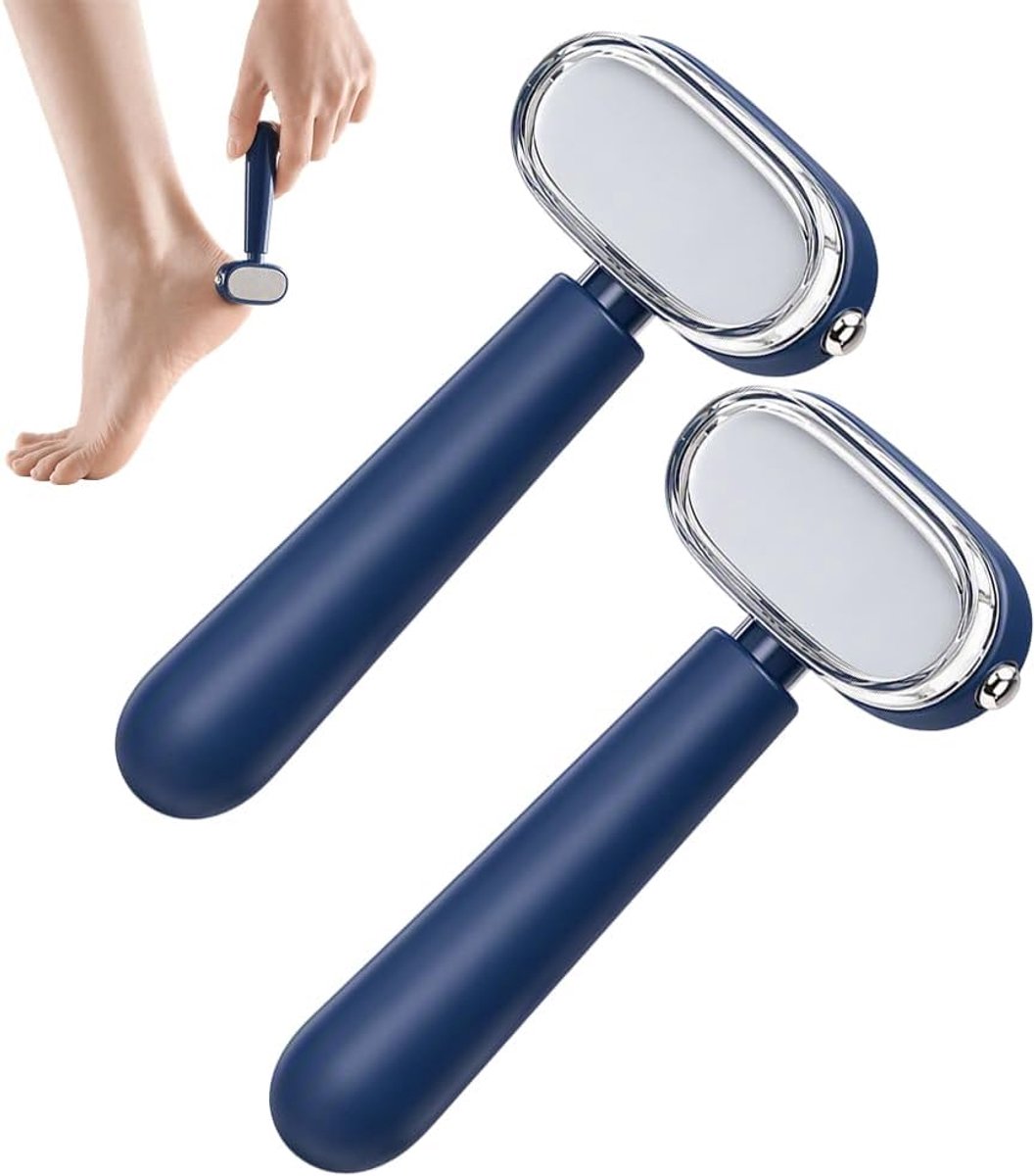 Dubbelzijdige voetvijl voor eeltverwijdering, blauw*2, voetvijl, eeltverwijderaar, hielschraper, roestvrij staal, multifunctionele voetvijl voor thuis, badkamer en op reis