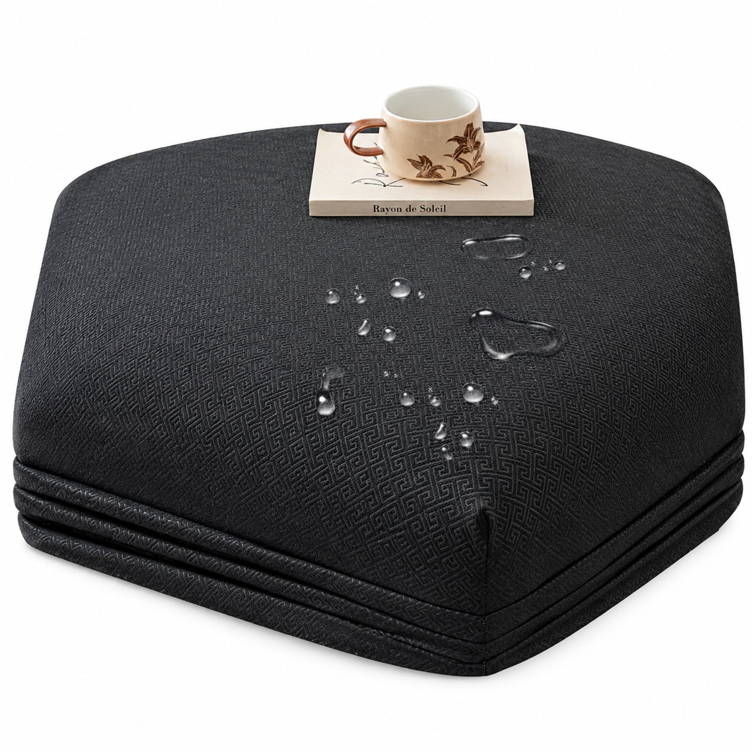 SWGOTA Waterdicht hoeslaken 198 x 203 cm - zwart met geometrisch motief - voor matrassen tot 30 cm hoog - 1 stuk