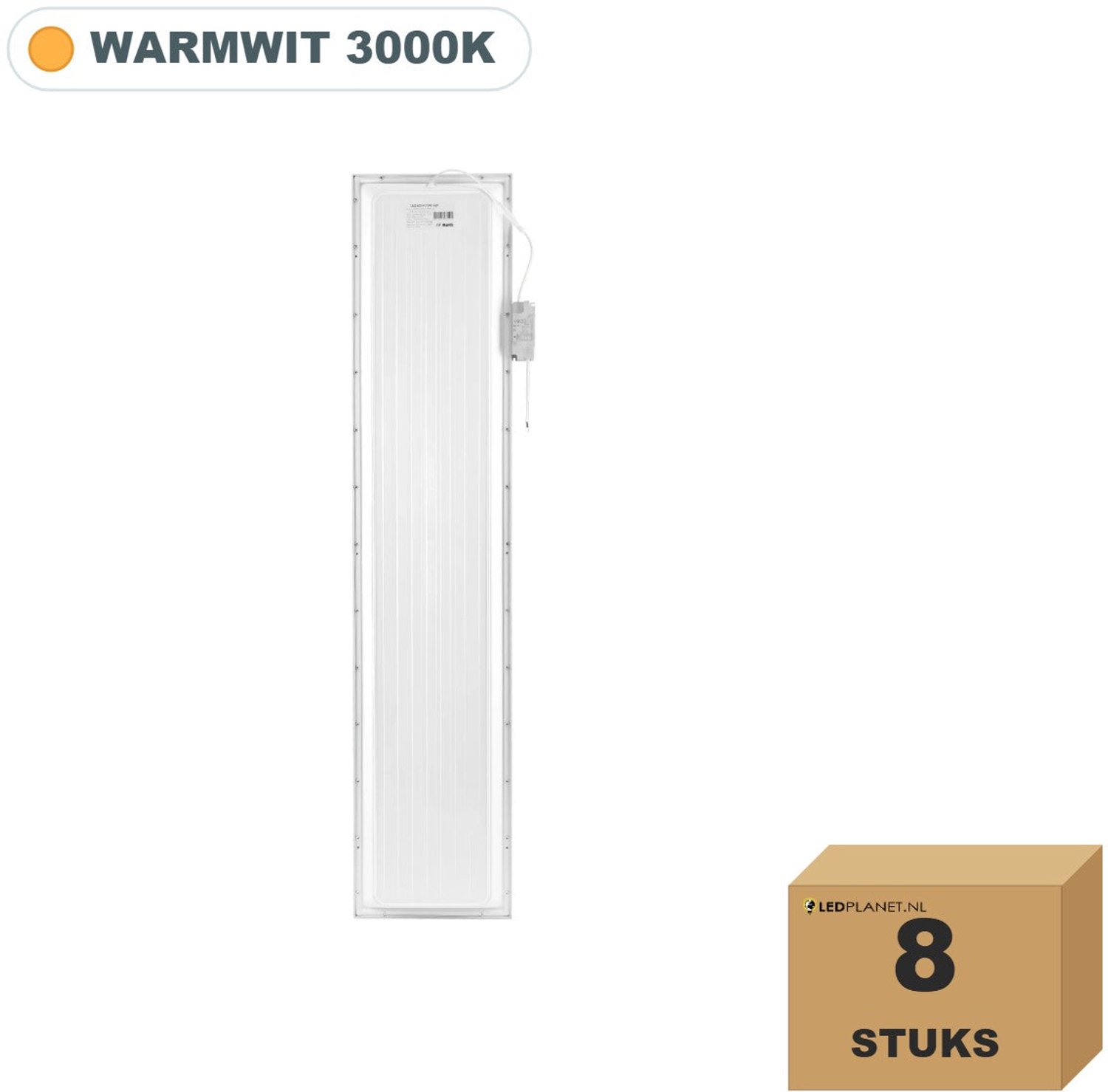 Tsong LED Paneel 30x150 backlit 150lm/W 8 stuks - Warmwit 3000K - 5040lm - 36W - UGR