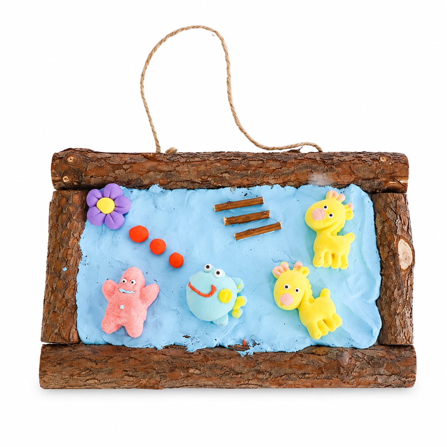 SWGOTA Houten knutsellijst met boomschors 40 x 30 cm - Rechthoekige DIY-decoratielijst met ophangkoord Bruin