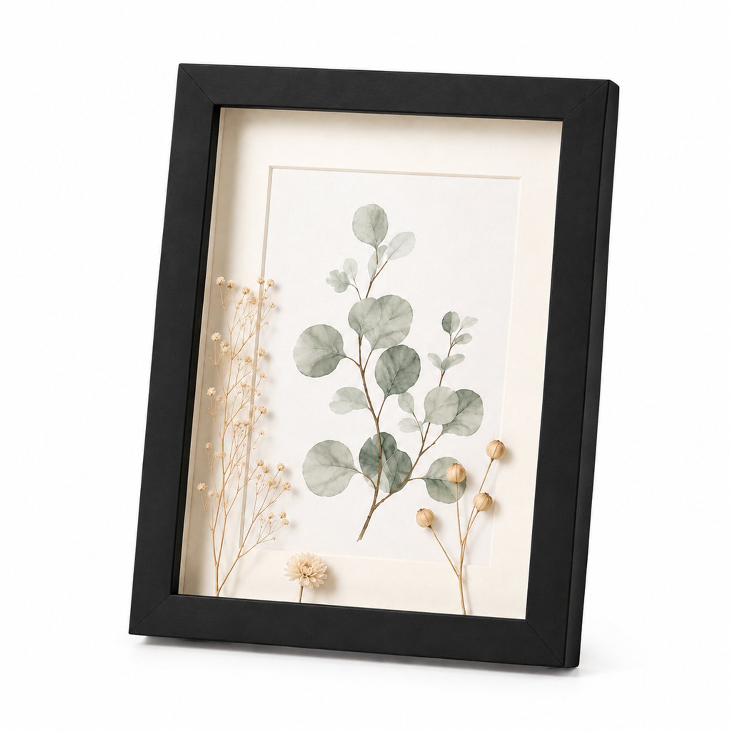 SWGOTA Zwarte MDF-fotolijst 4 x 6 inch (10,1 x 15,2 cm) met 2 cm diepe binnenruimte, glas en afbeelding
