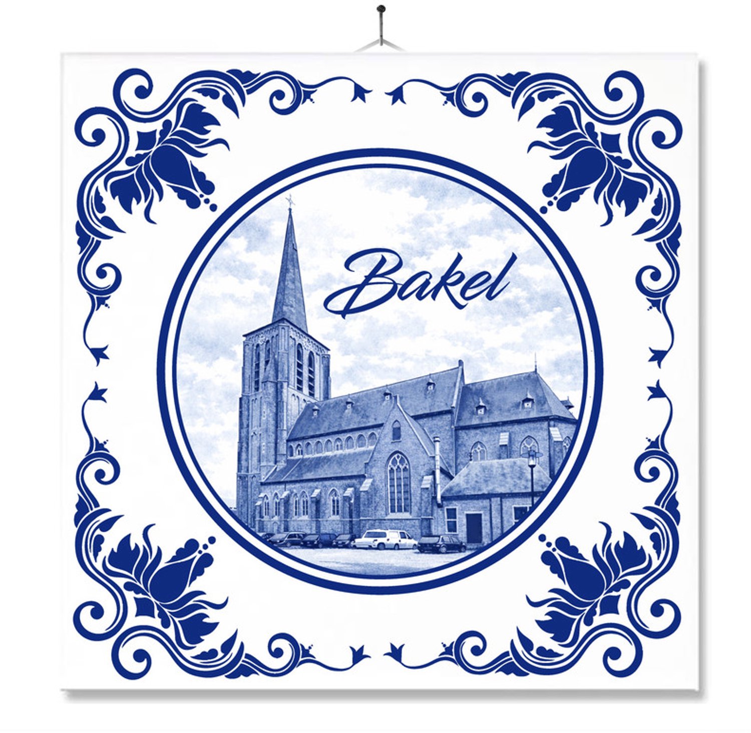 MC Living Tegel Met Opdruk | Bakel | Delft Blauw | Cadeau | Inclusief Geschenkdoos | Standaard | Ophangsysteem