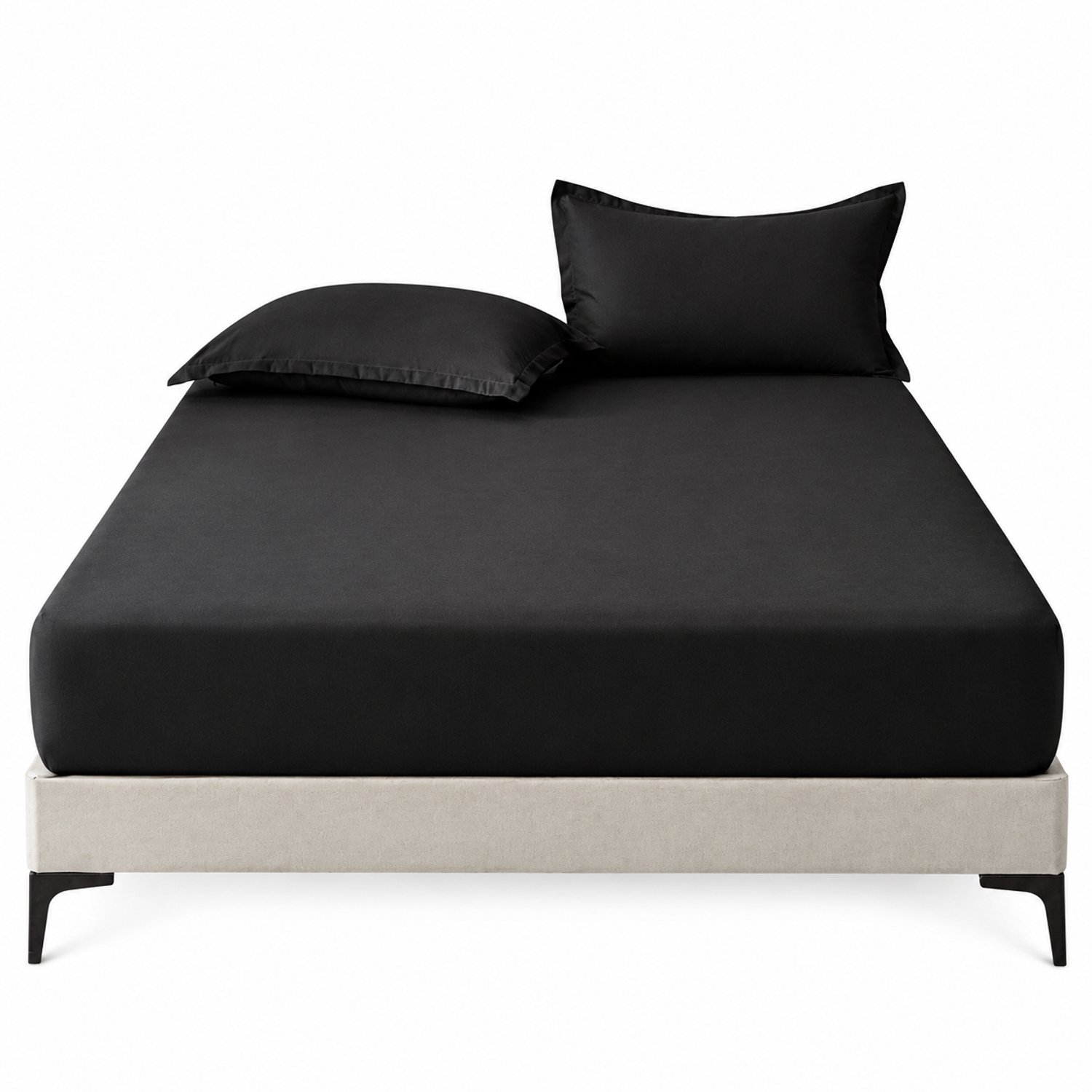 SWGOTA Zwart hoeslaken 160 x 200 cm - Effen polyester voor een strak opgemaakt bed
