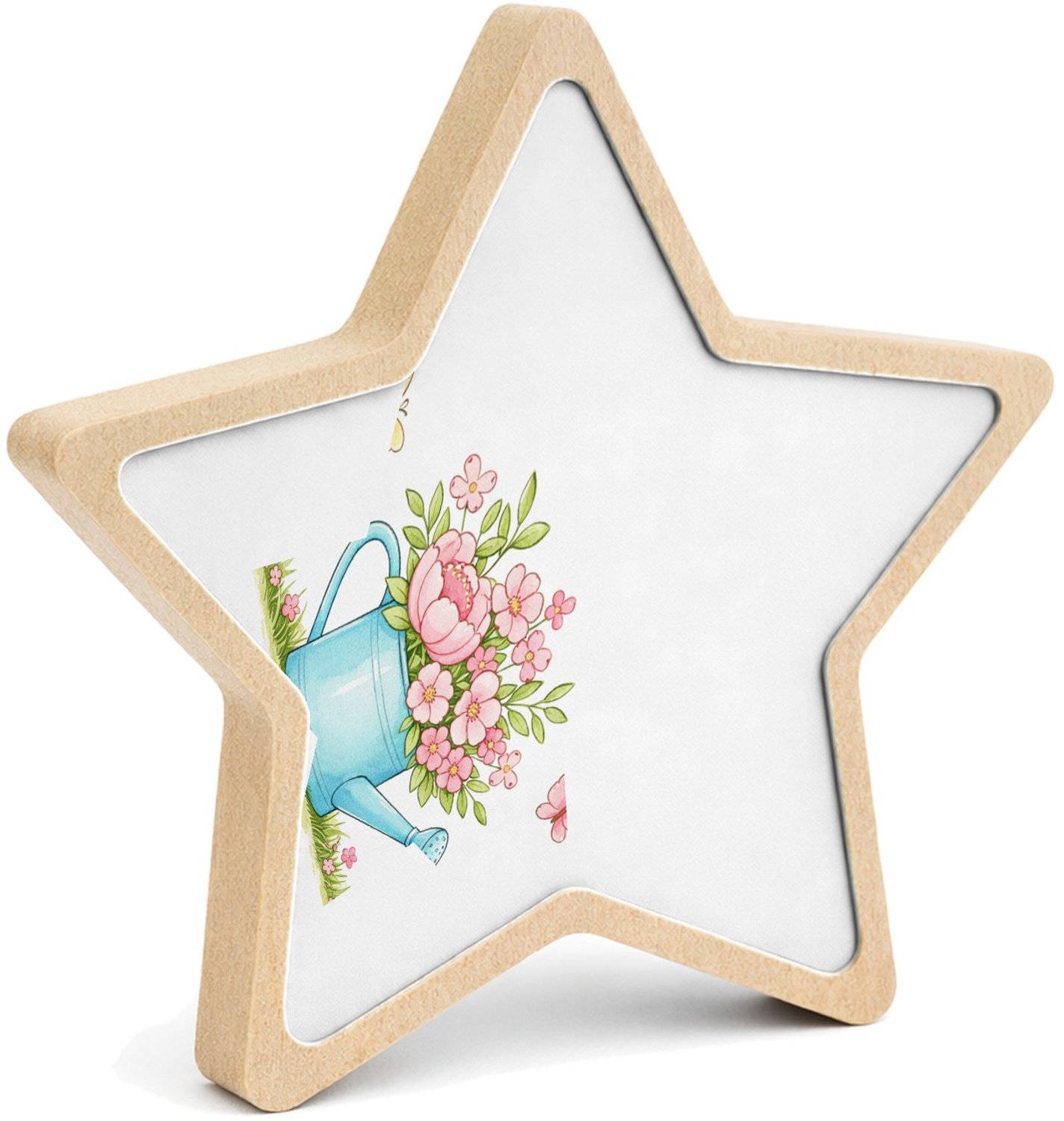 Mr Cadeautjes MDF fotolijst ster 14 x 13,5 - design Een vrolijke seizoensgroet met een centraal object dat groei | cadeau Wit