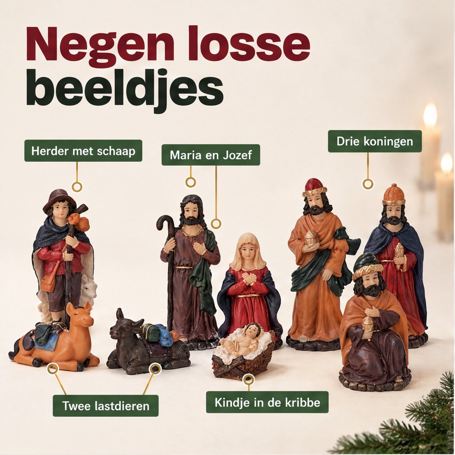 Levano Kerststal Figuren Set van 9 - 15 cm - Kerstversiering - Kerstdecoratie voor Binnen - Kerstfiguren voor Binnen - Kerstbeeldjes - Kerstbeelden - Kerstverhaal - Kerstkribbe - Kerst Figuurtjes – foto 2