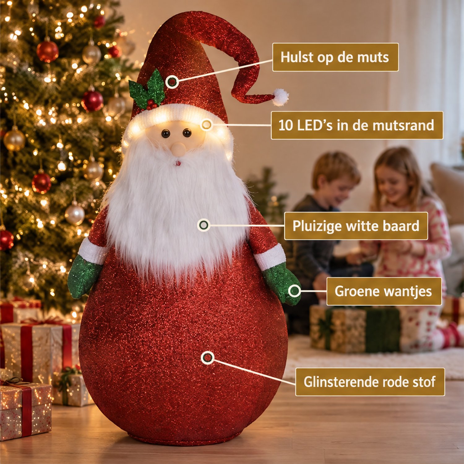 Levano Kerstversiering - Kerstdecoratie voor Binnen - Kerstman met Kerstlampjes - Kerstfiguren Buiten - Kerst Buitenverlichting - Kerstbeelden - Kerstfiguur LED - Kerstdecoratie Tuin - Kerstman op Batterij - LED Kerstverlichting met Timer – foto 3