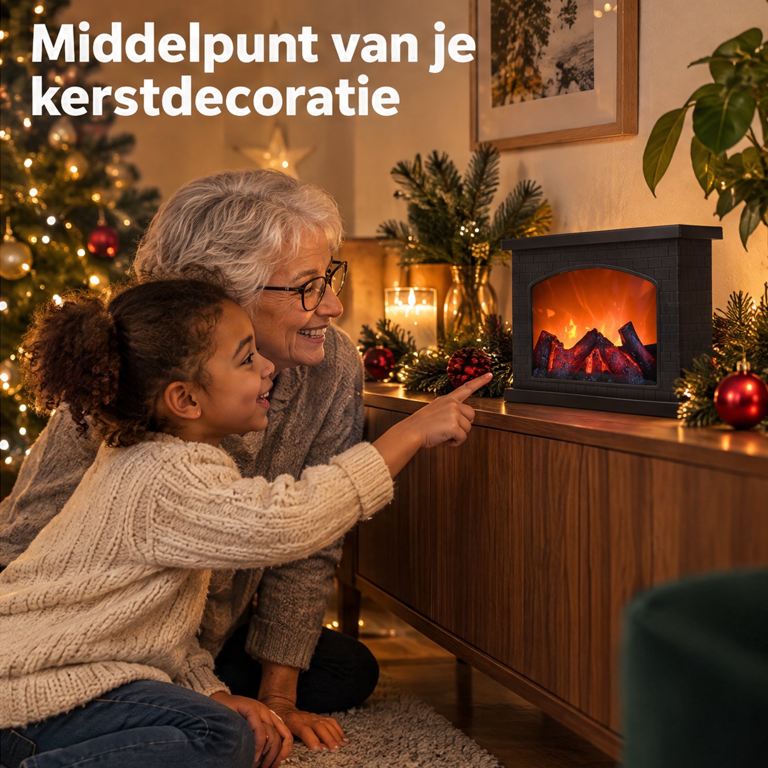 Levano Tafelhaard 30 cm - Sfeerhaard Elektrisch - Elektrische Haard - Openhaard - LED Haard - Nep Vuur - Vuurhaard voor Binnen - LED Vuur - Sfeerverlichting - Sfeerlamp - Woondecoratie - Kerstdecoratie - Lamp op Batterijen – foto 7