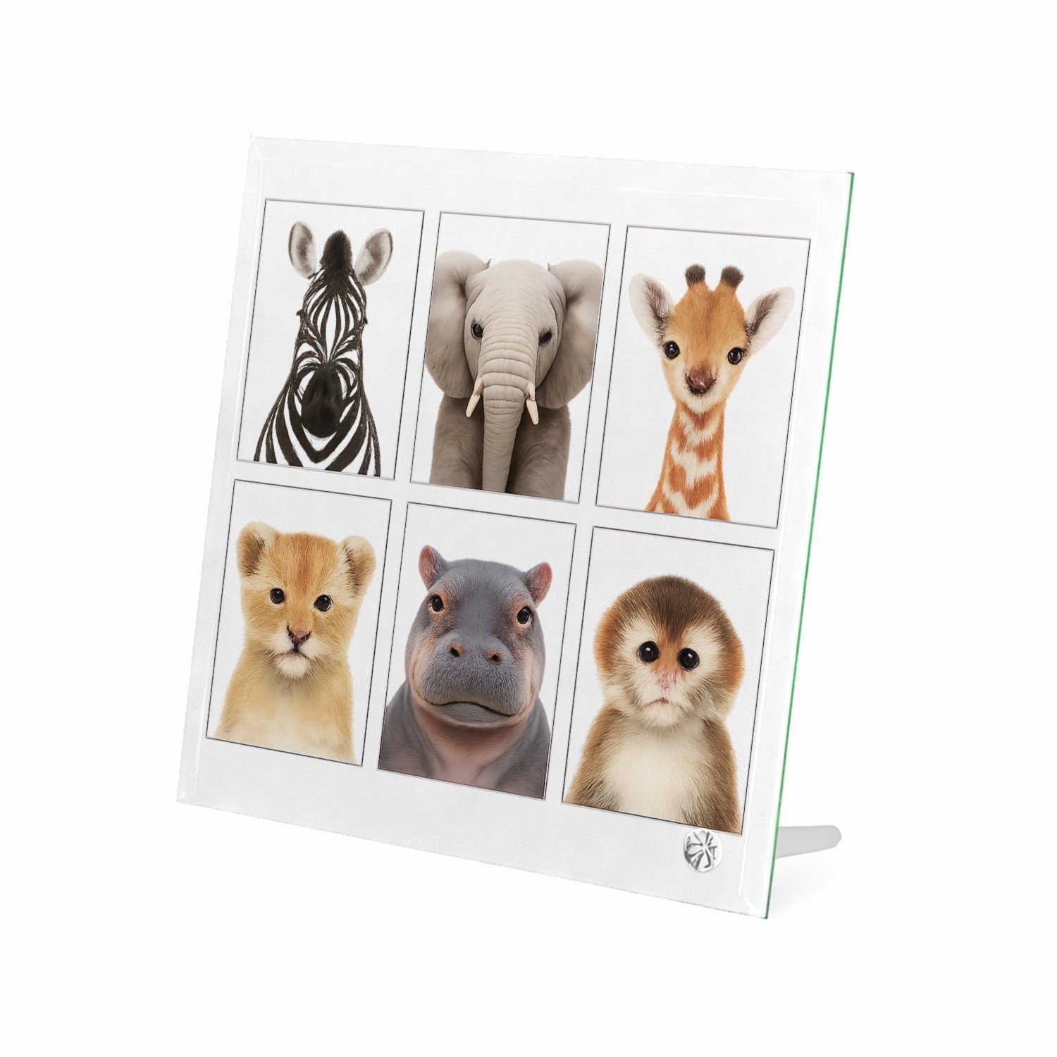 Mr Cadeautjes Glasframe 20 x 20 - design Vier rustige dierenportretten in een strak museumgrid | cadeau Wit