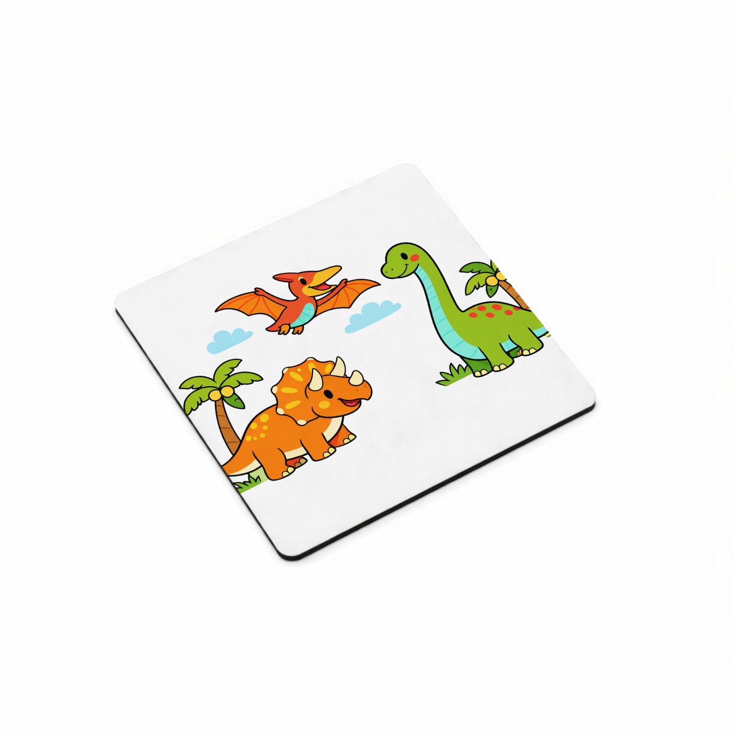 Mr Cadeautjes MDF magnetische fotolijst vierkant 9,5 - design Vrolijke jungle-exploratie met exotische dieren in een helde | cadeau Wit