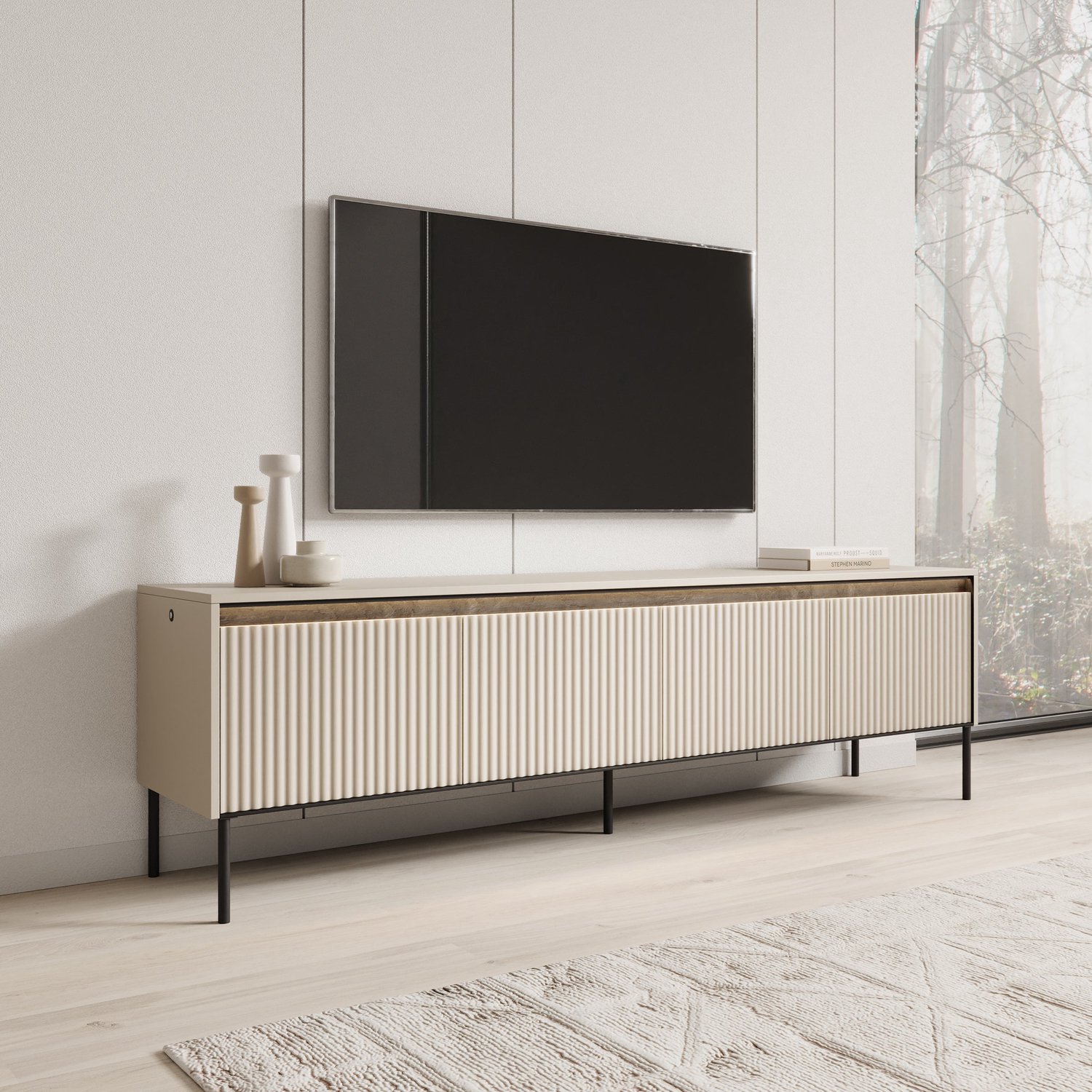 MEUBELLA TV-Meubel Timoteo - Beige - 193 cm
