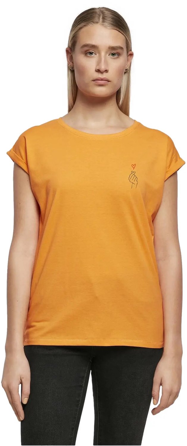 T-shirt dames Urban Classics K-Heart Shoulder Oranje