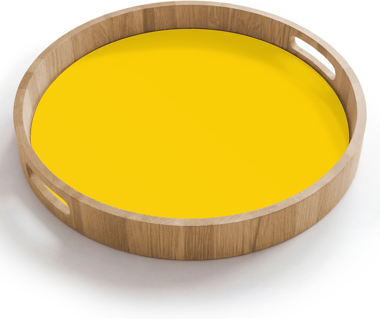 Dienblad rond 40x40 cm - Schootdienblad hout - Antique - Gold - Geel - Borrelplank rechthoek - Plateau houten dienbladen