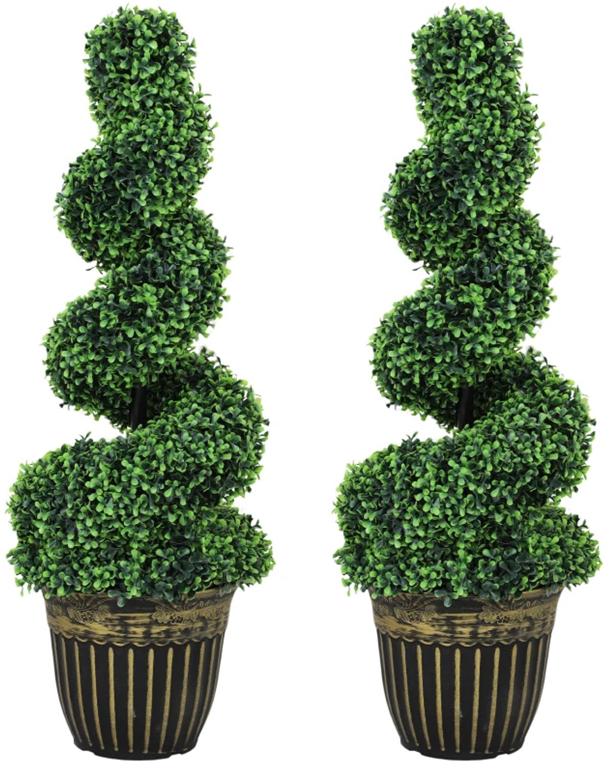 ZYLARO Spiraalbuxus - Set van 2 - Inclusief pot - 90 cm hoog - Groen