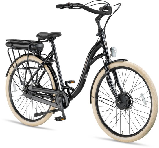 Crown Florence - Elektrische moederfiets - Elektrische damesfiets - Voorwielmotor - Hydraulische schijfremmen - 7 Versnellingen - 28 inch - 50 cm - Shiny Black — afbeelding 5