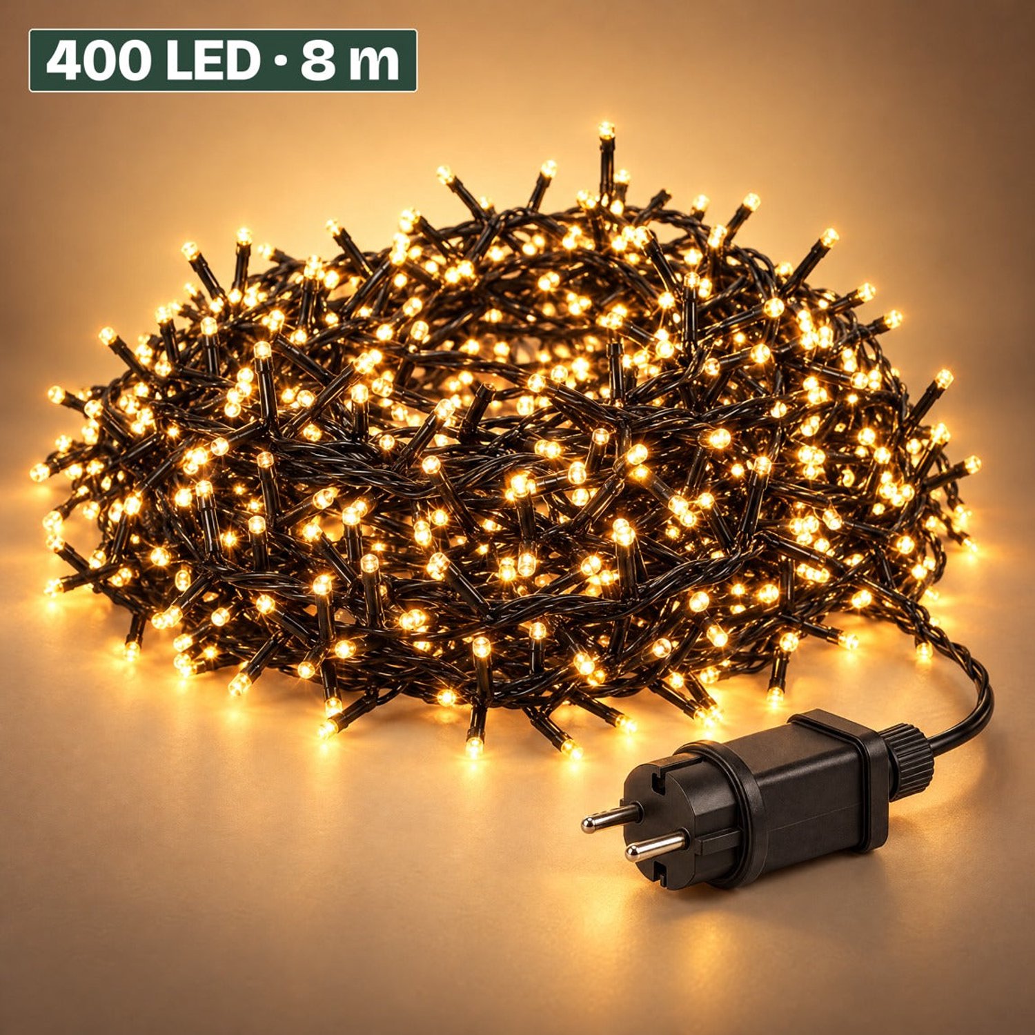 Levano Kerstboomverlichting 400 LED 8 m - Kerstverlichting Buiten - Kerstversiering - Lichtsnoer Buiten - Kerstlampjes - Lichtslinger Binnen - Clusterverlichting Kerstboom - Kerstverlichting Binnen - Extra Warm Wit - Microcluster - IP44
