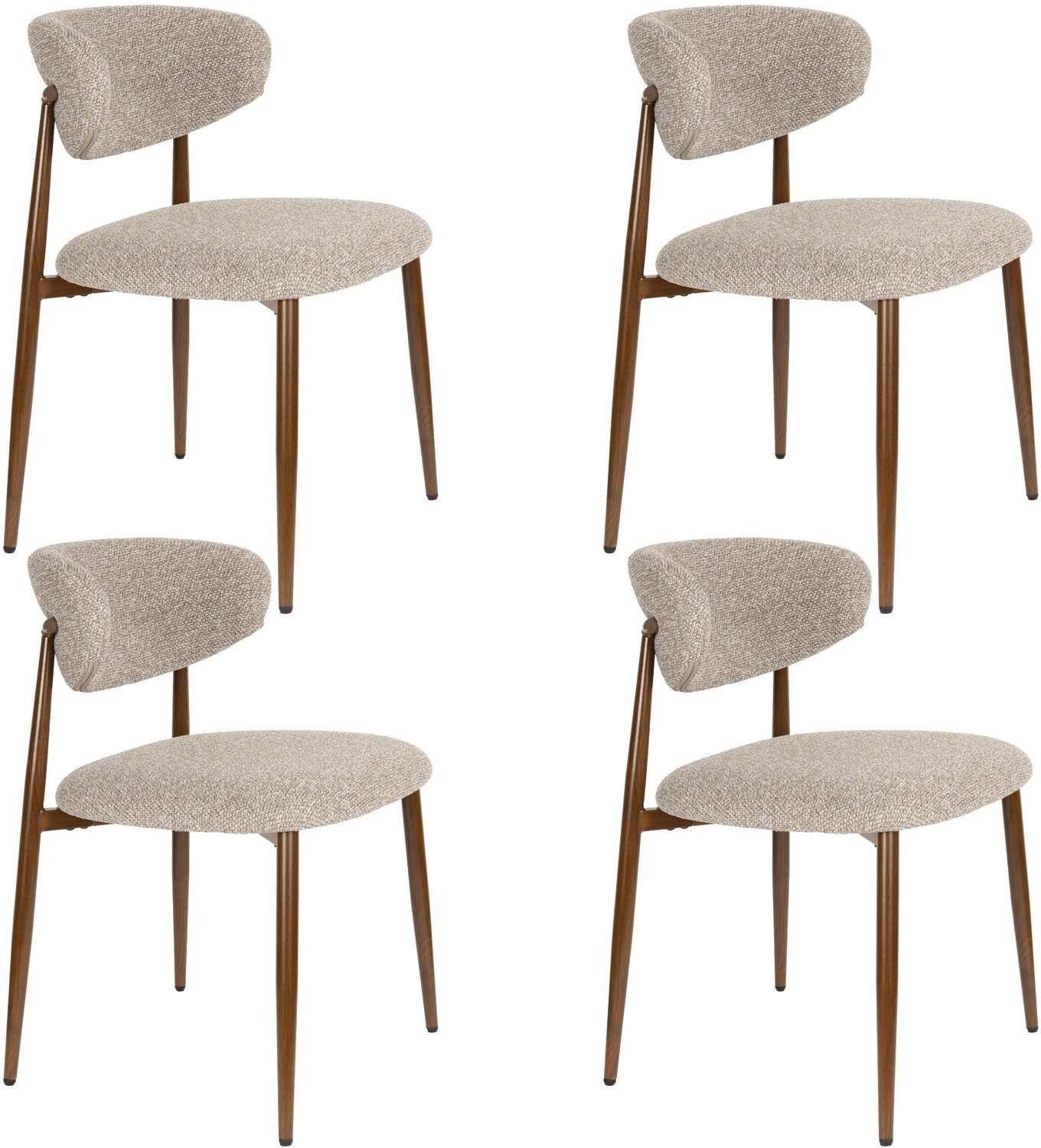 Housecraft Living Noor Eetkamerstoelen Bruin - Set van 4 Taupe