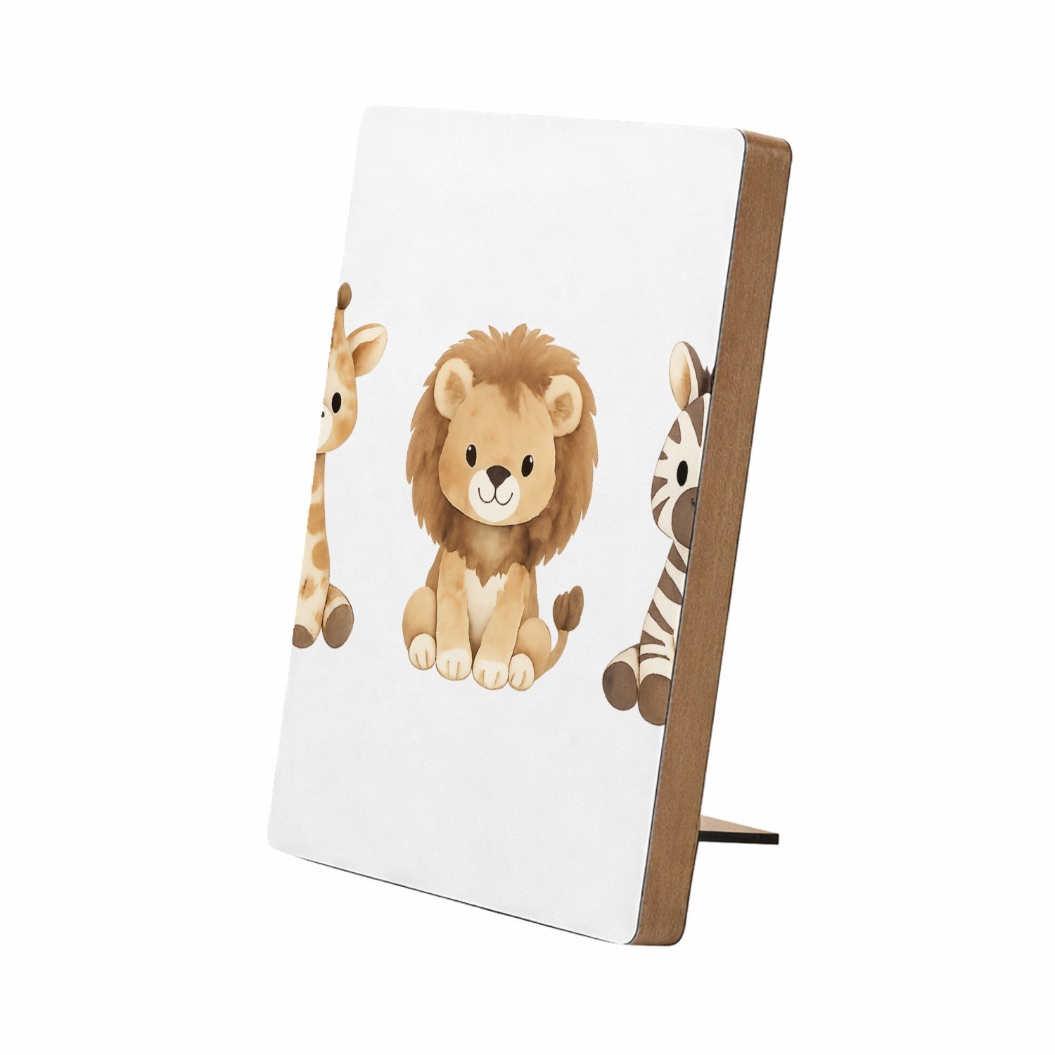 Mr Cadeautjes Glasframe/MDF 12,7 x 17,8 - design Rustig drieluik met bosdieren in zachte aquarel | cadeau Wit