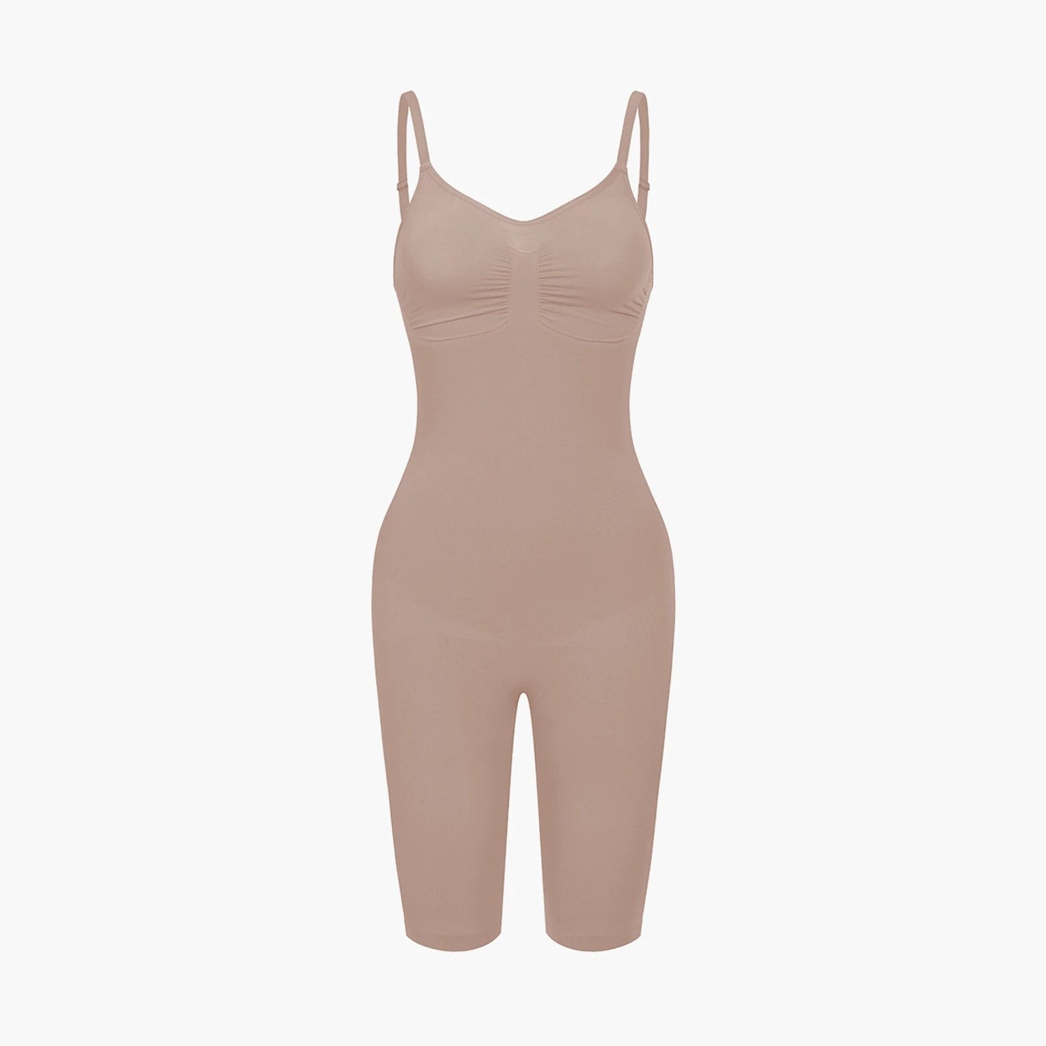 cfab Bodysuit met corrigerende shapewear en shortje - Beige - 2XL - Corrigerende Body - Naadlos - corrigerend ondergoed dames